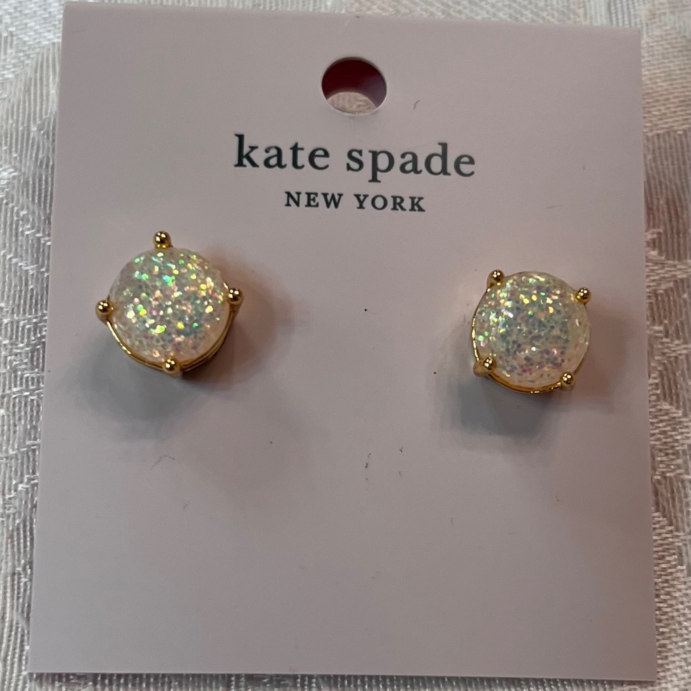 Kate Spade Opal Glitter Stud Earrings NWT - Picture 3 of 4